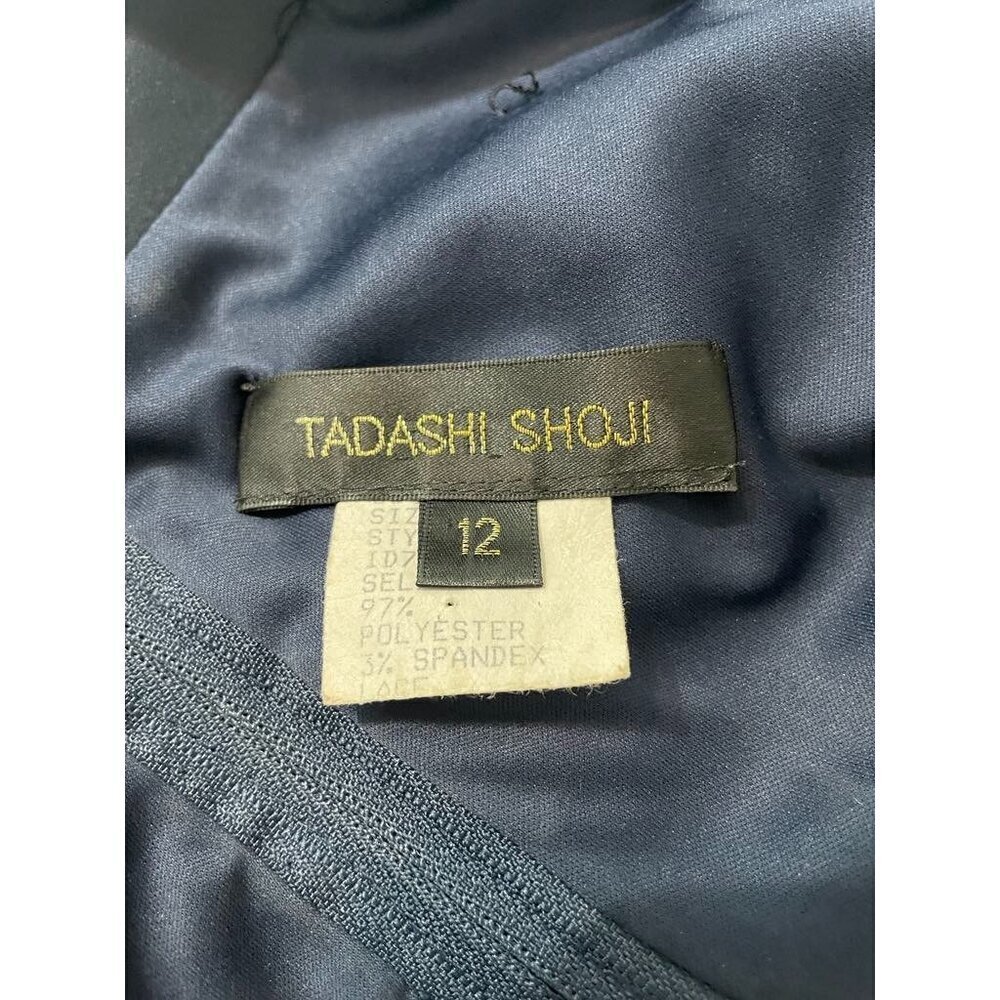 Tadashi Shoji Size 12 Blue Dress Evening Cocktail Party Bandage Lace Detail - Picture 7 of 9